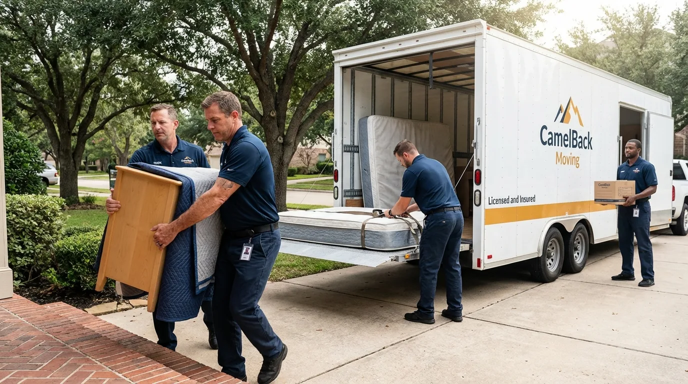 Crew loading residential truck for cross-state move from College Park, MD