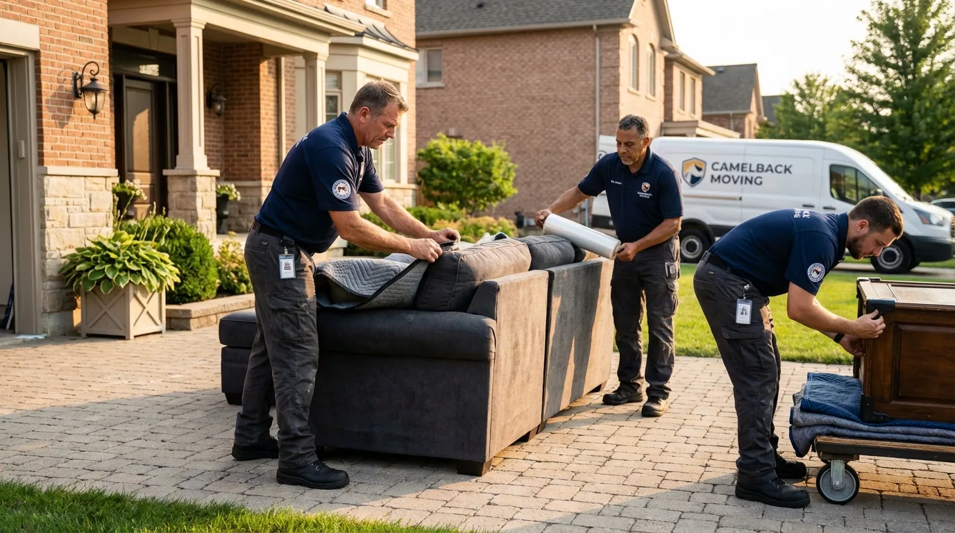 Large estate moving crew wrapping furniture in College Park, MD