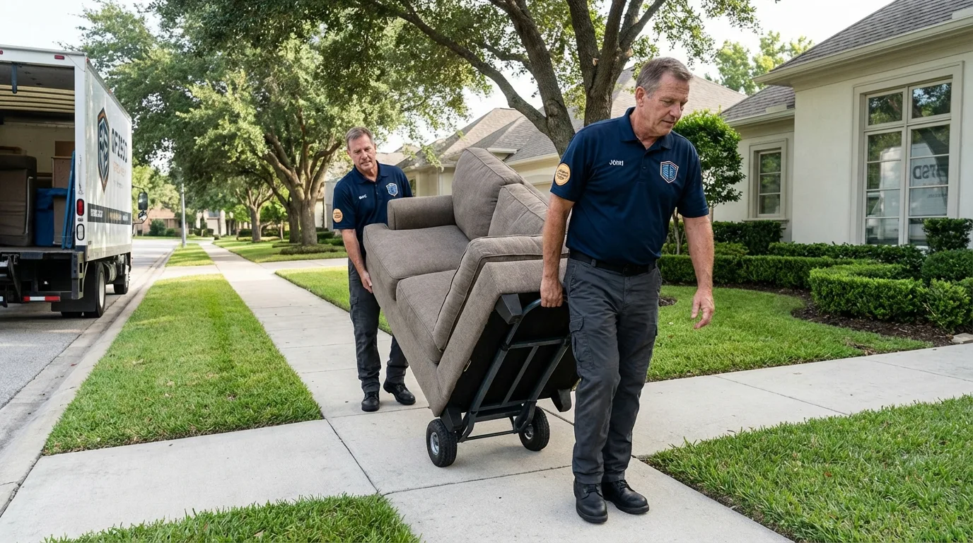 Local residential moving crew loading furniture in College Park, MD